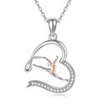 VENACOLY Gymnastics Necklace for Girls Sterling Silver Gymnast Heart Pendant Team Inspirational Jewellery Gifts for Women Girls