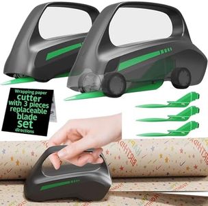 2PC Wrapping Paper Cutter with 3 Replaceable Blades, Car Design Cutter Dispenser Tool Adapt for Any Diameter Gift Wrapping Paper Roll, Cutting Efficient Straight Easily & Safely on Halloween Christmas