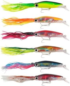Señuelos de Pesca de Calamar, WASAGA 6 Piezas 17.6g/38g Pulpo Swimbait Cebo para Peces de Agua Salada en la Superficie del Mar para Lucioperca Amarilla Lucio Lubina Trucha Almizclera Atún