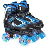 Kids Roller Skates for Boys - Blue for Toddler Little Kids Age 4 5 6 7- Adjustable All Light up Wheels Indoor Outdoor Sports Birthday Gift for Son and Grandson