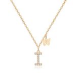 MJARTORIA Initial Necklace A to Z Gold Capital Letter Necklaces with Crystals Butterfly Pendant for Women Girl (Gold-Butterfly Initial I)