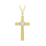 Carissima Gold Women's 9ct Yellow Gold Cubic Zirconia Patterned Cross Pendant on Curb Chain Necklace of 46cm/18"