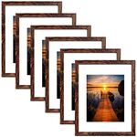 11x14 Picture Frames Rustic Brown Display Pictures 8x10 With mat or 11x14 Prints Without Mat, Wall Mounting, 6PCS