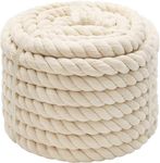 1OO% Cotton Rope (1 inch x 48 feet) Natural Thick Twisted Rope for Crafts, Sports Tug of War, Hammock, Home Decorating Wedding Rope