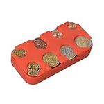 kwmobile Holder for Euro Coins - 8 Dispensers from 1 Cent to 2 Euros - EU Coin Money Change Sorter Classifier Organiser - Orange