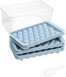 AVITONG 5 Pack Round Ice Cube Tray with Lid & Bin Ice Ball Maker Mold for Freezer with Container Mini Circle Ice Cube Tray Making 99PCS Sphere Ice Chilling Cocktail Whiskey Tea Coffee 3 Trays