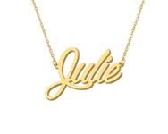 Julie Pendant Name Necklace 18k Gold Plated Stainless Steel Script Nameplate Necklace Jewelry for Best Friends