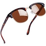 Joopin Semi-Rimless Polarised Sunglasses for Men, UV400 Protection Classic Horn Rimmed Half Frame Womens Sunglasses (Leopard Frame)