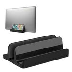 URBAN KINGS Vertical Laptop Stand for Desk Aluminum Adjustable Size & Space Saver Desktop Holder with Adjustable Dock Size