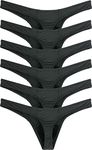 IKINGSKY Men's Thong Underwear Sexy Low Rise T-Back Under Panties (Large, Black-6 Pack)