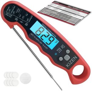 KIZEN Digital Meat Thermometer with Probe - Instant Read Food Thermometer for Cooking, Grilling, BBQ, Baking, Liquids, Candy, Deep Frying, and More - Red/Black