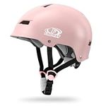 Findway Skateboard Helmet, Bike Helmet for Adults Youth Kids, Men Women Boys Girls with Adjustable Strap, Breathable and Lightweight Bicycle Helmet Pink for Skateboarding Cycling Scooter Skating,S