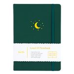 Yop & Tom A5 Lined Journal - Notebook with Vegan Leather Cover and Moon & Stars Emblem - Forest Green