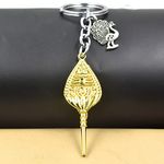 AFH Lord Murugan OM Muruga Kanda VEL Peacock Nazar Charm Gold Keychain for Men and Women