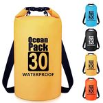 Invool Dry Bag, 5L/10L/20L/30L Waterproof Dry Bag, Dry Sack with Adjustable Shoulder Strap for Hiking, Swimming, Rafting, Surfing, Cycling, Camping, Fishing (Yellow) (DB1)