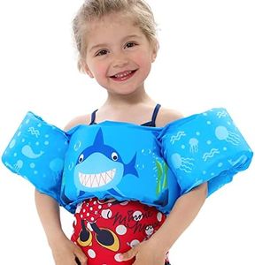 Double Couple Toddler Swim Vest with Sleeves Cartoon Adjustable Strap Swimming Jacket Pool Floaties for Kids 20-50 Pounds Boys and Girls Child