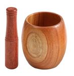 Onprix Wooden Mortar and Pestle Set Wooden Mixer Grinder Pill Crusher Spice Grinder Herb Bowl Kitchen for Spice Herb Seasonings Pesto