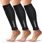 NEWZILL Calf Compression Sleeve for Men & Women | Footless Compression Socks for Shin Splint Relief, Varicose Veins | Perfect Leg Sleeve for Running, Travel, Nursing, Work, Fitness (Black 3Pairs XXL)