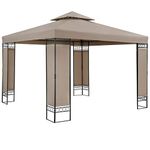 CASARIA® Garden Gazebo Pavilion 3x3m | Stable, Robust | Water-Repellent | Metal Frame | Outdoor Marquee Party Tent Sun Shade Canopy Awning Furniture Pergola | Taupe