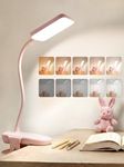 ReinHoo Pink Lamp for Girls Bedroom,9 Brightness+5 Color Clip on Light,4000mAh Battery Rechargeable Desk Lamp Cute Lamp for Kids Room,Cordless Clip on Reading Light for Bed/Headboard/Bedside Table