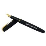 Savri Personalized Parker Fountain ink Pen with Name Engraved - Gifting on Any Special Occasion - Matt Black, Golden Clip Teachers Day Gift - Name Printed on It - Personalized, Customized, Customised