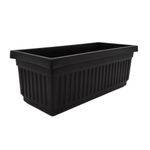 The HC Companies 18 Inch Venetian Rectangular Window Planter Box - Lightweight Plastic Indoor Outdoor Plant Pot with Drainage for Windowsill, Herbs, Flowers, Black