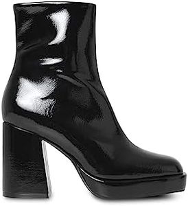 Joe Browns Retro Square Toe Patent Platform Ankle Boots, Stivaletto Donna, Verde Oliva, 40 EU