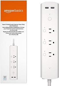 Amazon Basics Smart Plug Power Strip with 3 Individually Controlled Outlets and 2 USB-A Ports, Works with Alexa Only, 2.4 GHz Wi-Fi, No Hub Required, White