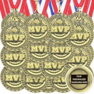 Equsion 36 Pcs Award Medals with Neck Ribbons MVP Gold Sports Awards for Kids Adult Football Baseball Basketball Player Team Sports Party Trophy Participation Winner Recognition Gift Tournament Prize, GUU-Equsion-941