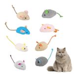 8 Pcs Cat Mouse Toys，Catnip Toys for Indoor Cats ，Plush Cat Chew Toys Teething Interactive Catnip Filled Kitten Toy Soft Pet Toy