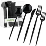 Novelty Modern Flatware Cutlery Combo Set (Black, 40)