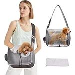 MQ Pet Dog Sling Carrier, Adjustable Hands-Free Puppy Carrier with Breathable Mesh Zipper Pocket, Travel Safe Pet Bag with Cushion for Pets Below 14 lbs to Stand Up