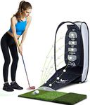 wosofe Golf Hitting Net Practice Target Chipping Training Aids Practice at Backyard Collapsible