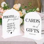 KOSKIMER 2pcs Acrylic Wedding Signs for Ceremony and Reception, 5x7 Inch White Wedding Signage, Acrylic Photo Guest Book Sign, Cards and Gifts Sign for Wedding, Wedding Reception Signs