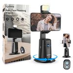 Lifelong Auto Face Tracking Tripod | 360° Rotation Mobile Stand for Video Recording | Rechargeable Phone Holder Camera Stand for Shooting | No App Needed | Gimbal with Light, Remote & Gesture Control