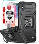 LeYi for iPhone X Case: iPhone Xs Case, iPhone X Case with 2 Pack Tempered Glass Screen Protector, Magnet Kickstand Military Grade Protective Hard Phone Cover for iPhone X/Xs, Black