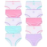 TuddyBuddy Girl's 100% Cotton Graphic Prints Briefs/Panty/Underwear/Panties, Multicolor (14 Years-15 Years, Pack of 10 Briefs - Stars)