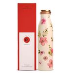 EB-Everything Beautiful Pure Copper Water Bottle 1 Litre Leakproof with Funky Flower Printed Seamless Design made of Tamba for Men & Women Home Office by ebstore