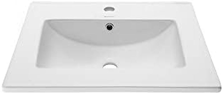 Swiss Madison Drop In Ceramic Well Made Forever Swiss Madison SM-VT324 Vanity Top, 18.5"D x 24.25"W x 6.75"H, Glossy White