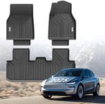 3W Floor Mats Fit for New Tesla Model Y Juniper 2025 2026, Thorex™ All Weather Dog Friendly Full Coverage 1st and 2nd Car liners, Accessories Custom Fit for New Version Tesla Model Y Juniper