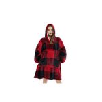 Wearable Blanket Hoodie, Super Warm and Cozy Giant Blanket Hoodie, Thick Flannel Blanket with Sleeves and Giant Pocket, One Size Fits All (Red Plaid) (Red Plaid)