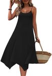 Zeagoo Womens Summer Beach Spaghetti Strap Dress with Pockets Spring Strapless Maxi Hawaiian Midi Casual Dresses Swimwear Cover Up 2025 Black XL