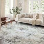 Leesentec Area Rugs 8x10 for Living Room Non-Slip Machine Washable Rugs for Bedroom Low Pile Rug Distressed Carpet for Kitchen Dining Room Home Office Indoor Floor Mat (Brown/Beige/Grey, 8.2'x 9.8')