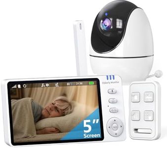 Elderly Monitor with Camera and Audio & Call Button, 2-Way Talk Room Monitors for Elderly, Med Reminder Temp Alert Baby Monitors for Elderly Care & Caregivers, PTZ Camera for Senior Monitoring/No WiFi