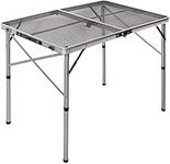 REDCAMP Folding Portable Camping Table for Outside, Lightweight Aluminum Picnic Table for Cooking Outdoor BBQ, Metal Grill Table Easy to Assemble with Adjustable Height Legs, Silver