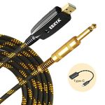 EBXYA USB Guitar Cable USB to 6.35mm Guitar Interface 3M USB to TS 1/4 guitar Jack Cable for Guitar Bass to Computer Music Recording