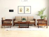 VeLivings Solid Sheesham Wood 5 Seater Sofa Set for Living Room | Wooden Five Seater Sofa Set for Office & Home Lounge | 3+1+1 Seater Sofa Set (Honey Finish)