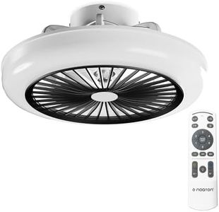 Noaton Ventilateur de plafond 11045B Polaris Noir, minuteur, abat-jour, télécommande, LED dimmable max 41 W, 3 températures de couleur, débit d'air jusqu'à 60 m3/min, pour la chambre, diamètre 45 cm