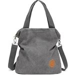 Myhozee Canvas Handbag shoulder Bag Women-Vintage Hobo Top Handle Shopping Crossbody Bag Tote Casual Beach multifunction Bags for Ladies Women(Gray)