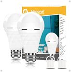 A19 Rechargeable Light Bulbs Emergency Light Bulb for Power Outages, Led Bulb 60 Watt Equiv., Self-Charging Light Bulb 1200mAh Battery Backup Light Bulbs for Daily, Emergency Use (Daylight-2 PK)